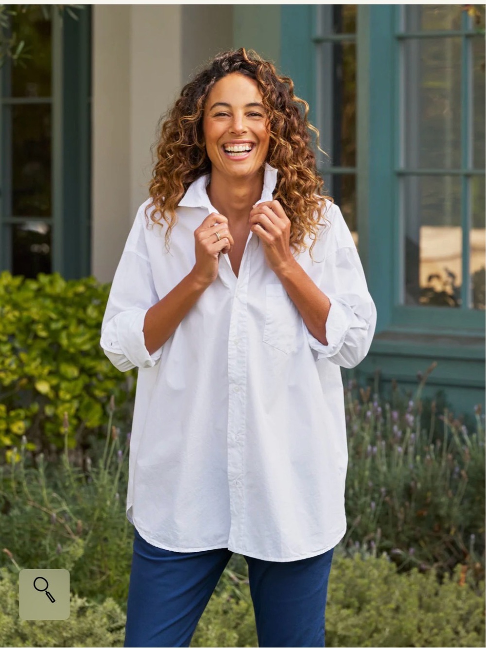 Frank & Eileen Oversized White Button-Down Women's Shirt size small